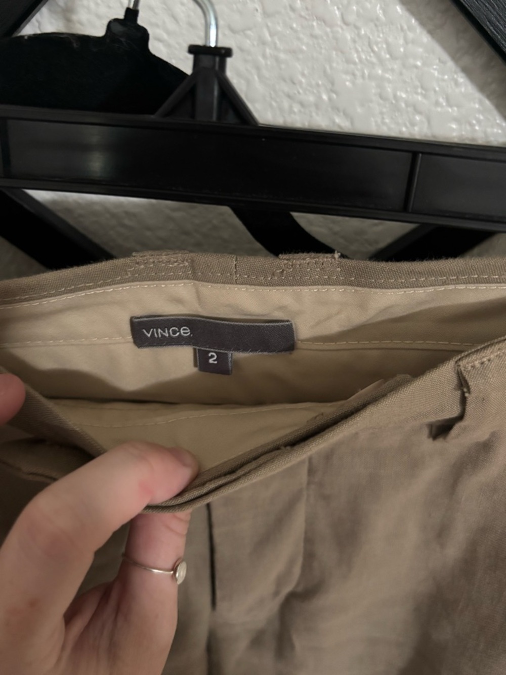 Vince Cropped Straight Leg Trousers Tan Size 2 Tailored Work Pants Chic - Picture 3 of 4